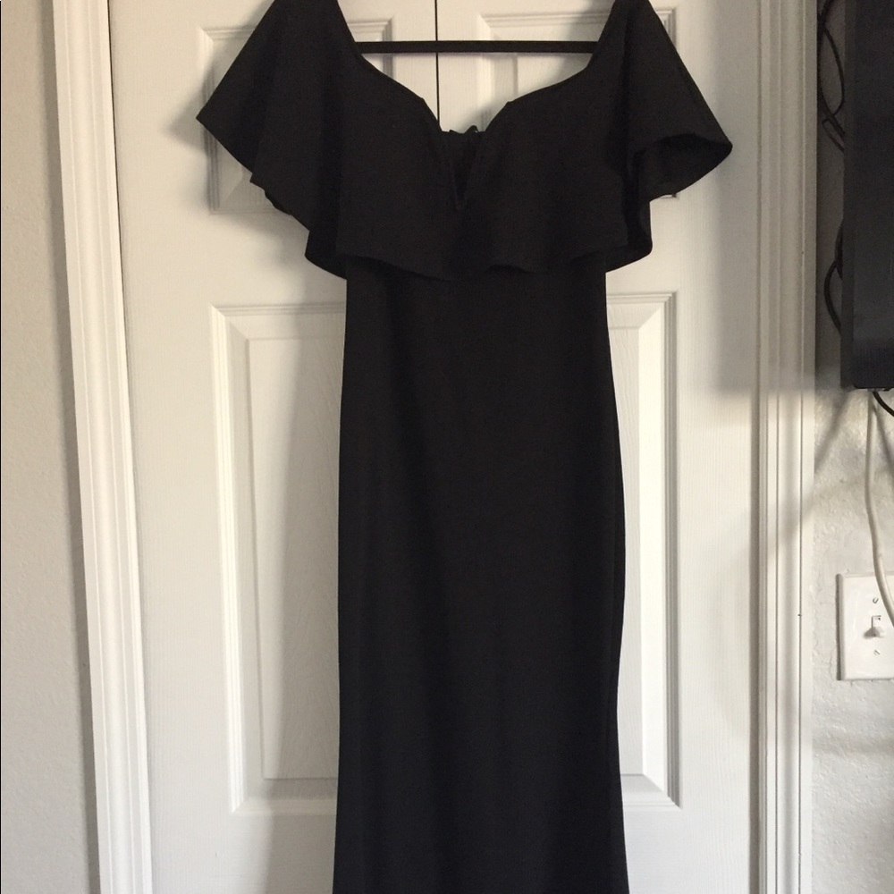 Off the shoulder evening  black maxi dress